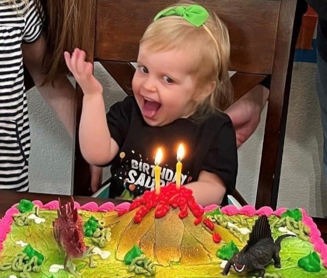 Dinosaur volcano birthday cake